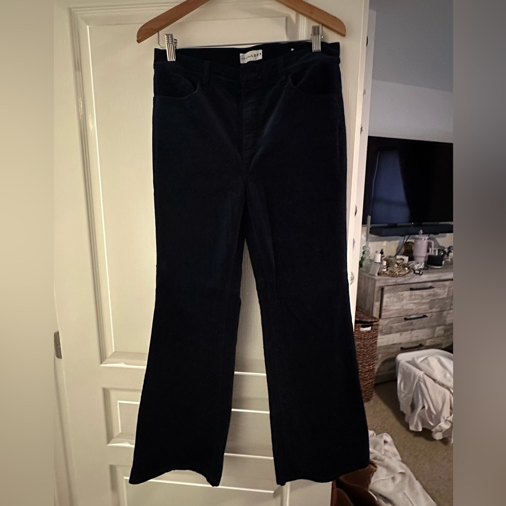 Loft Navy Blue Corduroy Boot Cut Pants, Sz 30